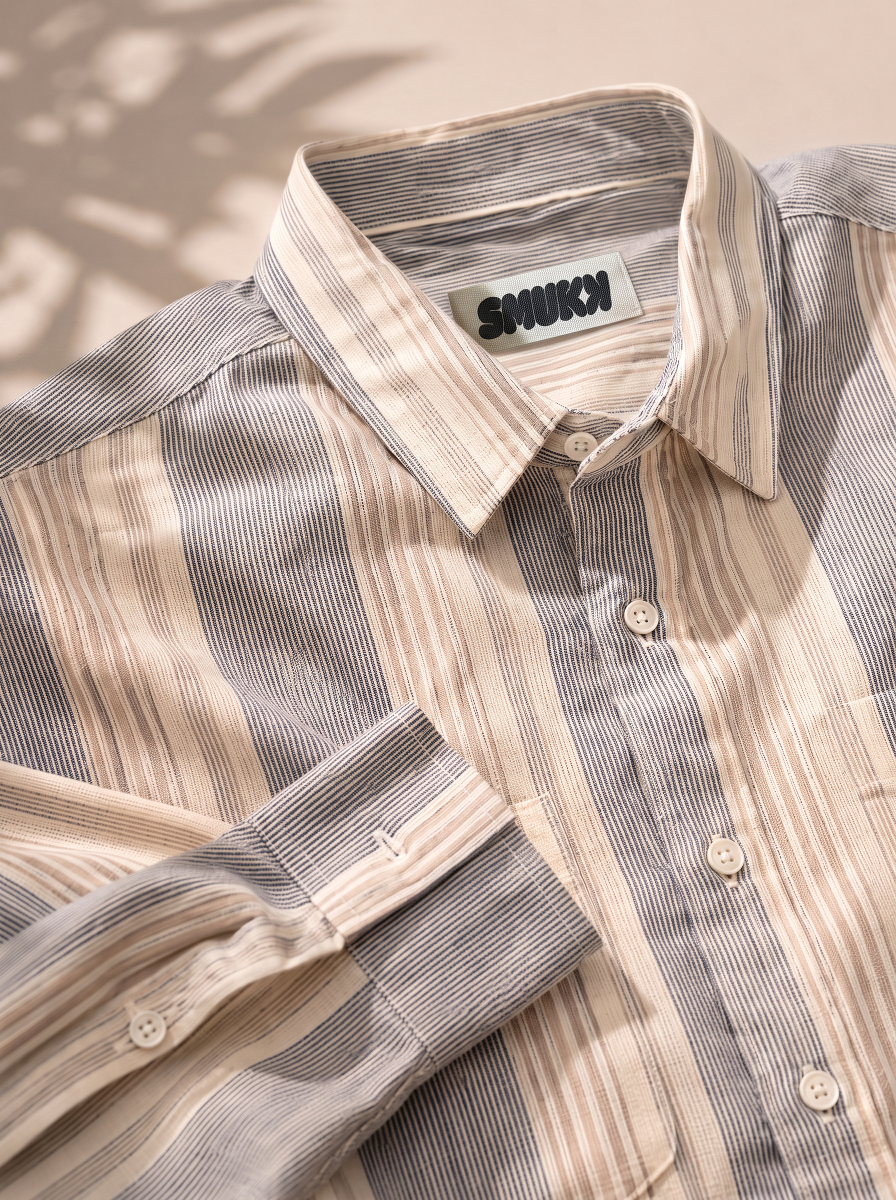 Men Grey Vertical Striped Double Pocket Casual Shirt