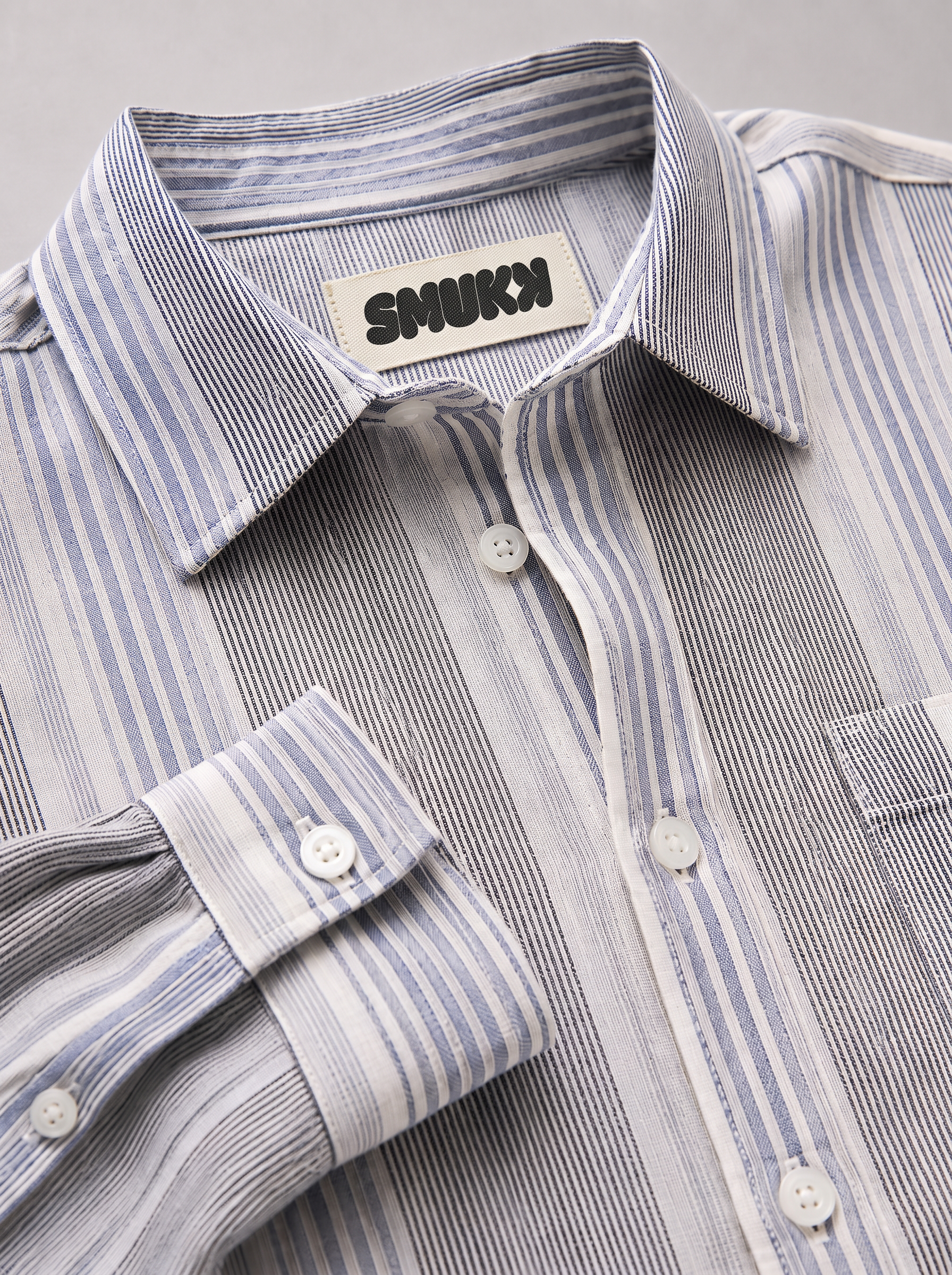 Men Grey Vertical Striped Long Sleeve Shirt