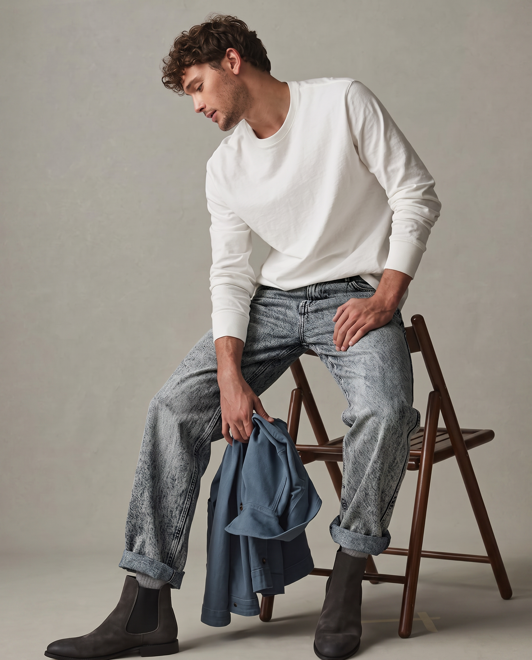 Men Light grey Baggy Jeans