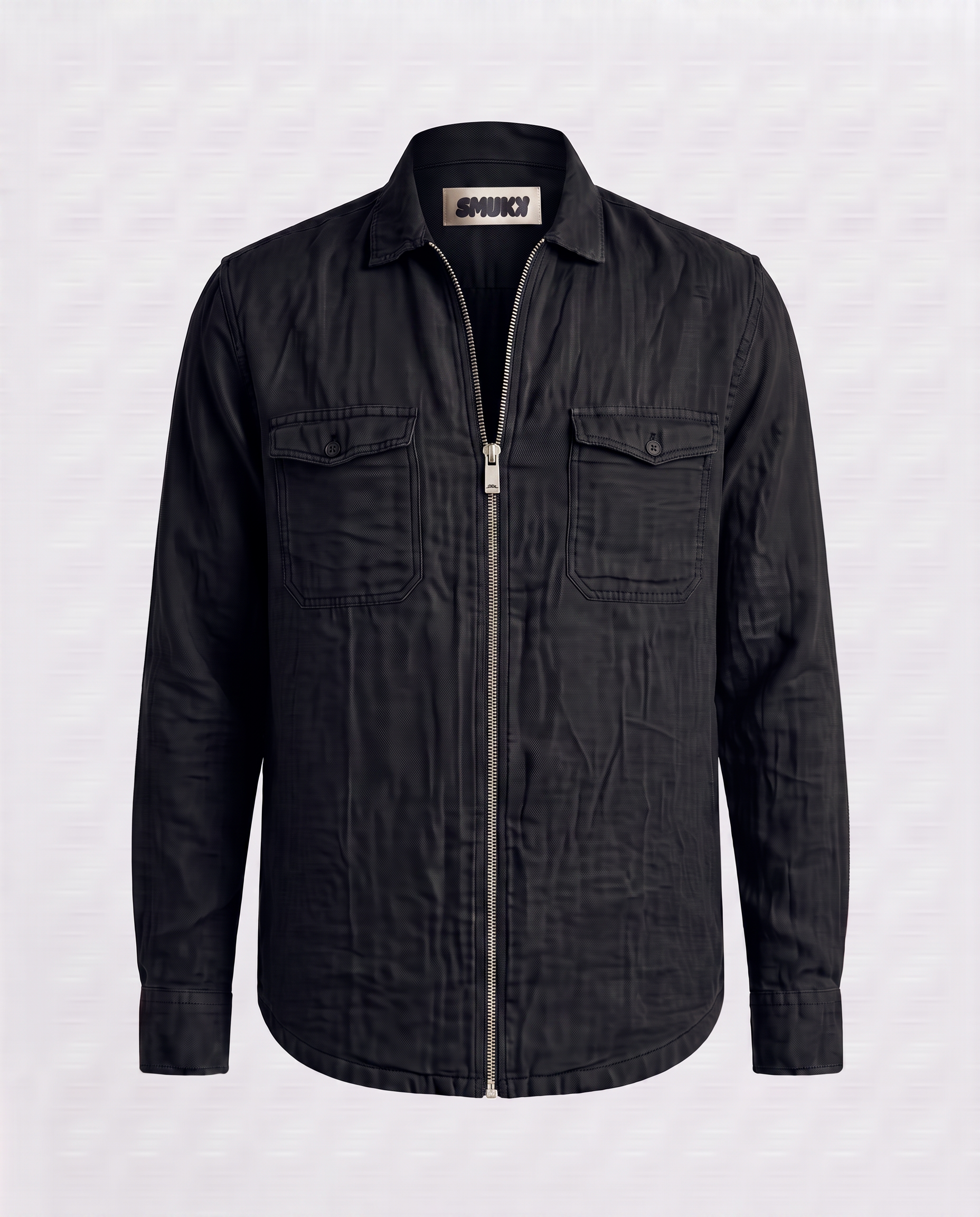 Men Linen Black Regular Shacket