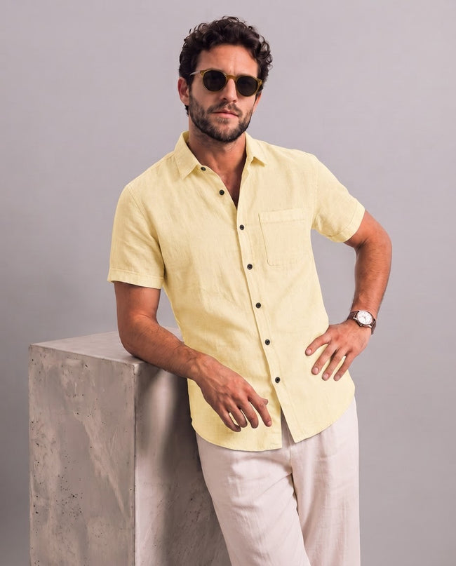 Men Yellow Regular Shirt