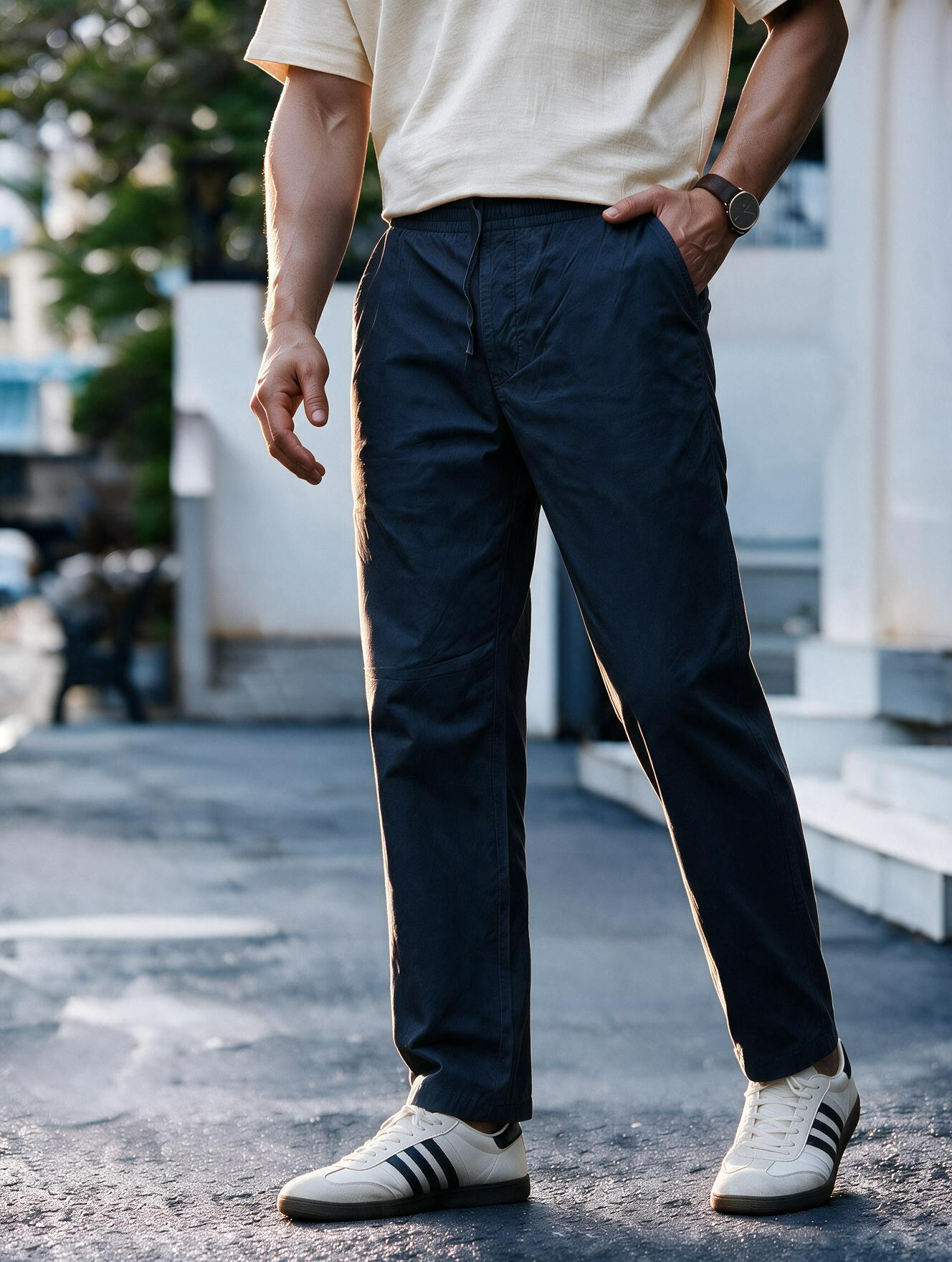Men Black Straight Fit Pant