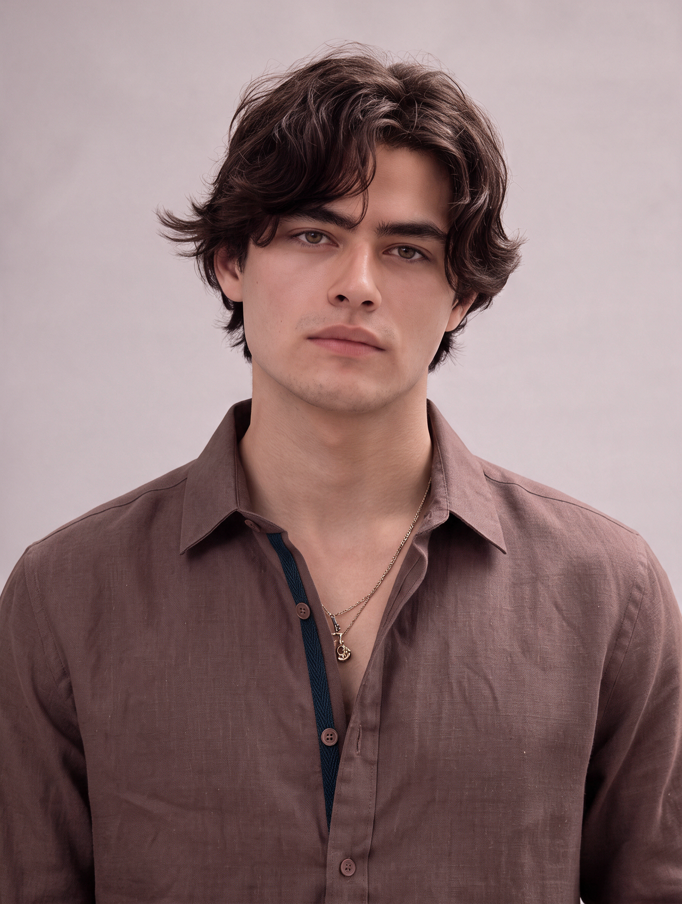 Men Brown Linen Shirt