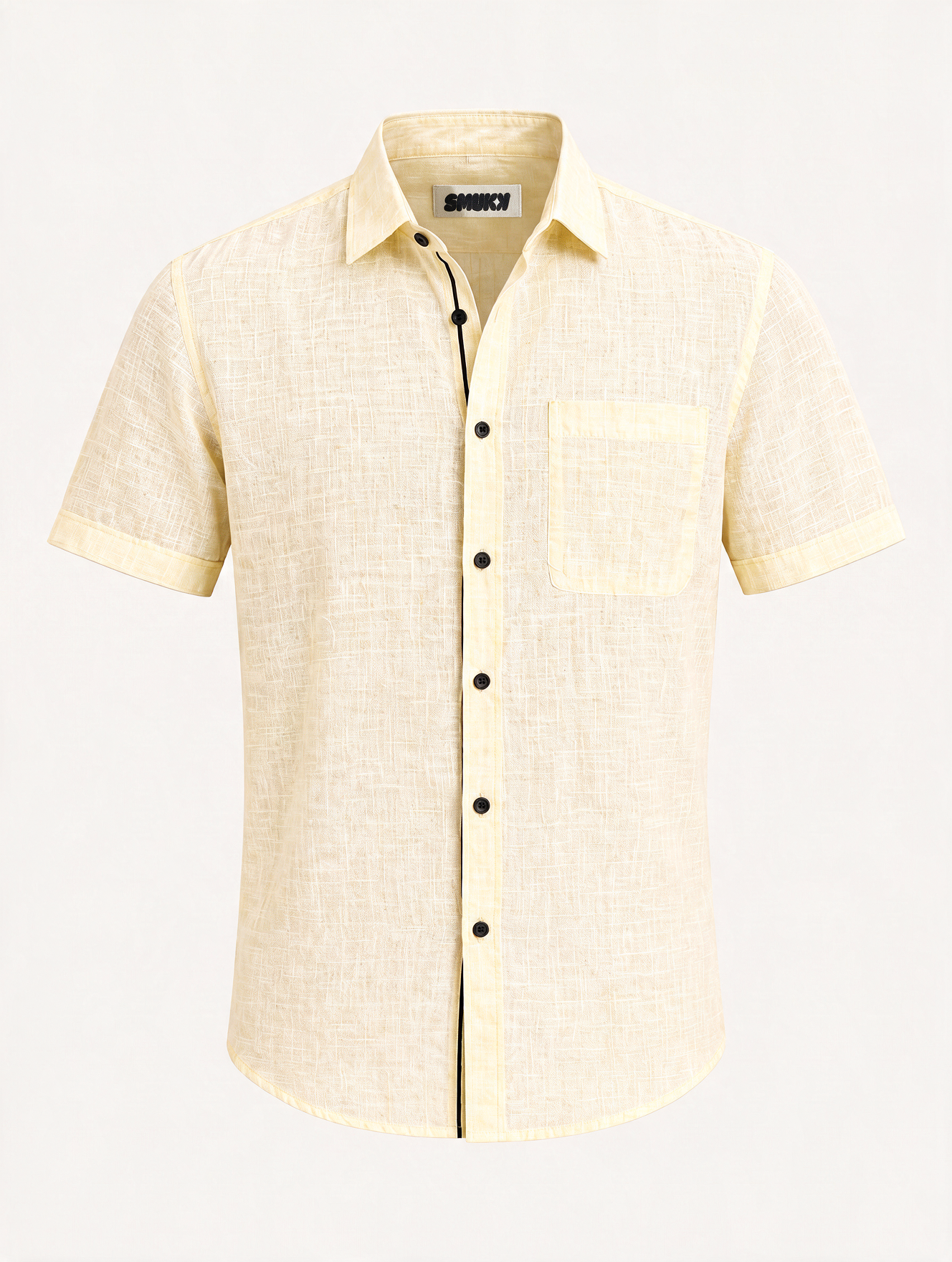 Men Linen Yellow Regular Shirt