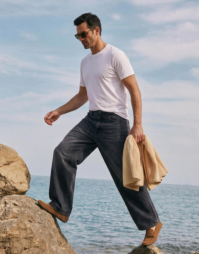 Men Black Baggy Jeans