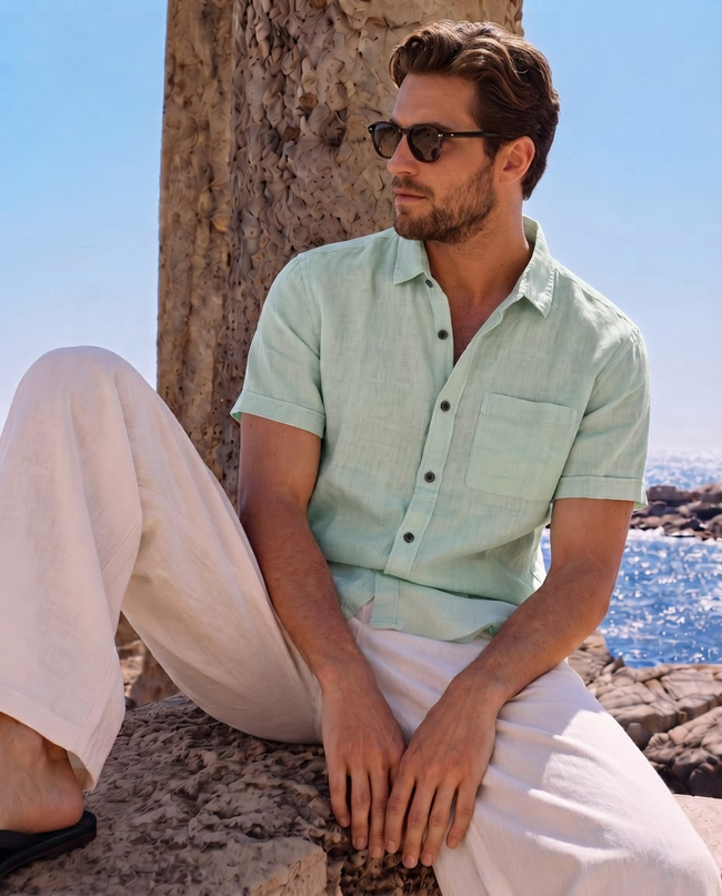 Men Light green Regular Shirt