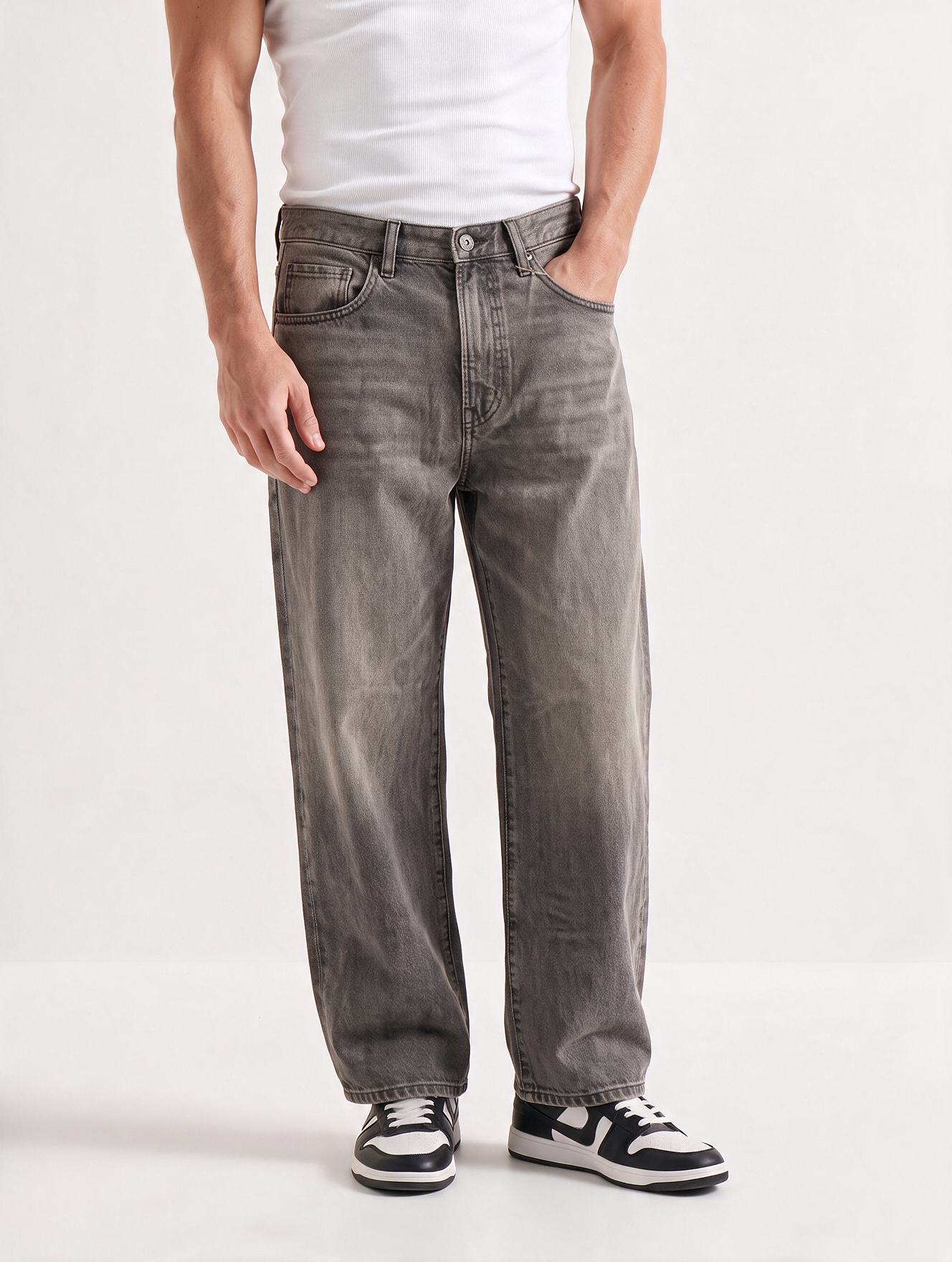 Men Grey Baggy Jeans