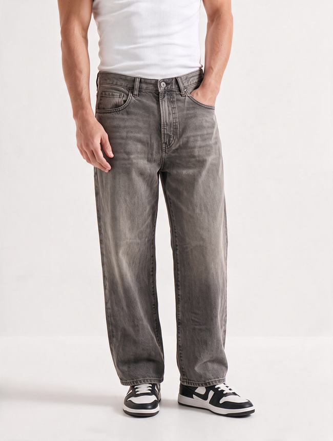 Men Grey Baggy Jeans
