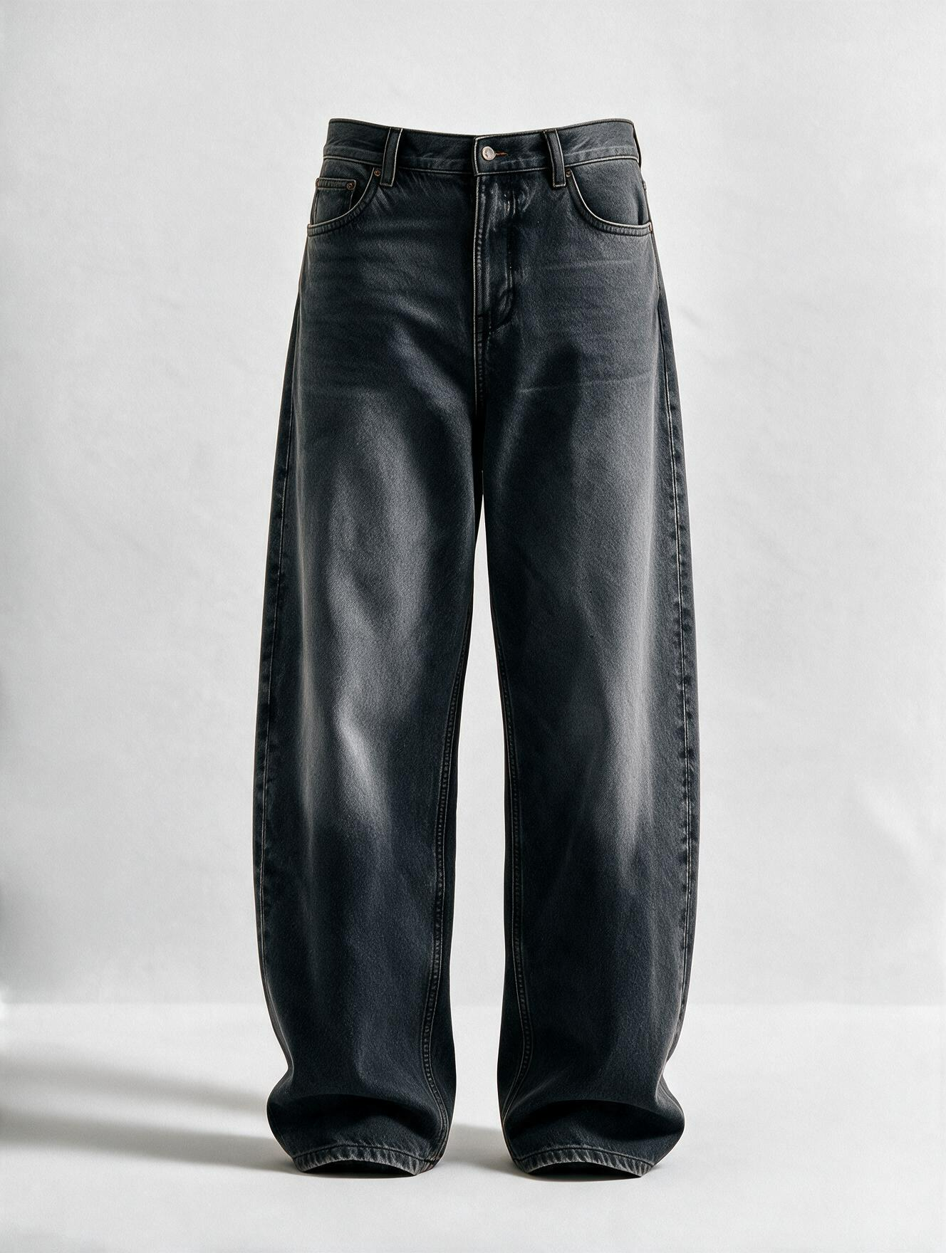 Men Dark Grey Baggy Jeans