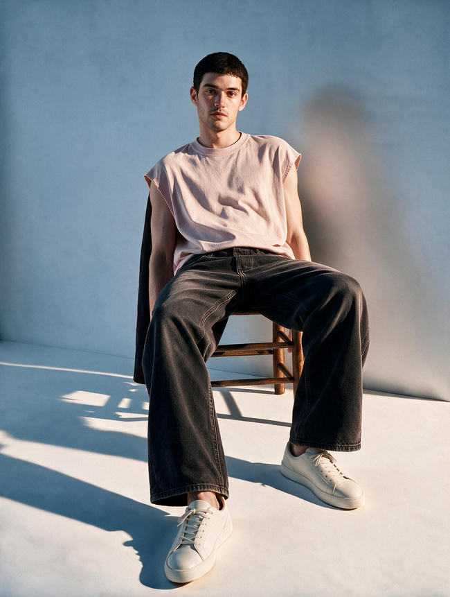 Men Black Baggy Jeans