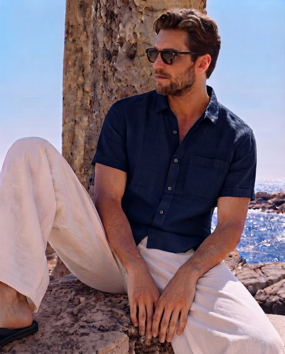Men Navy Regular Shirt
