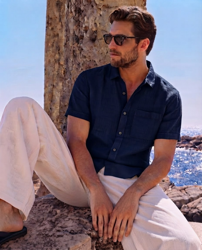 Men Navy Regular Shirt