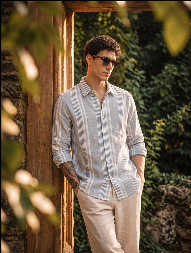 Men Contrast Stripe Slim Shirt