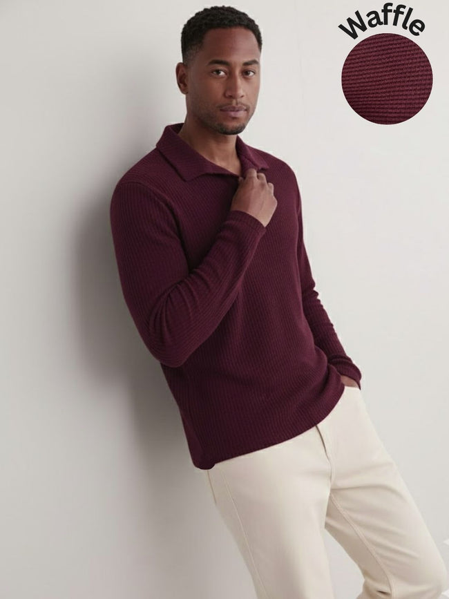 Men Wine Polo Neck T-Shirt