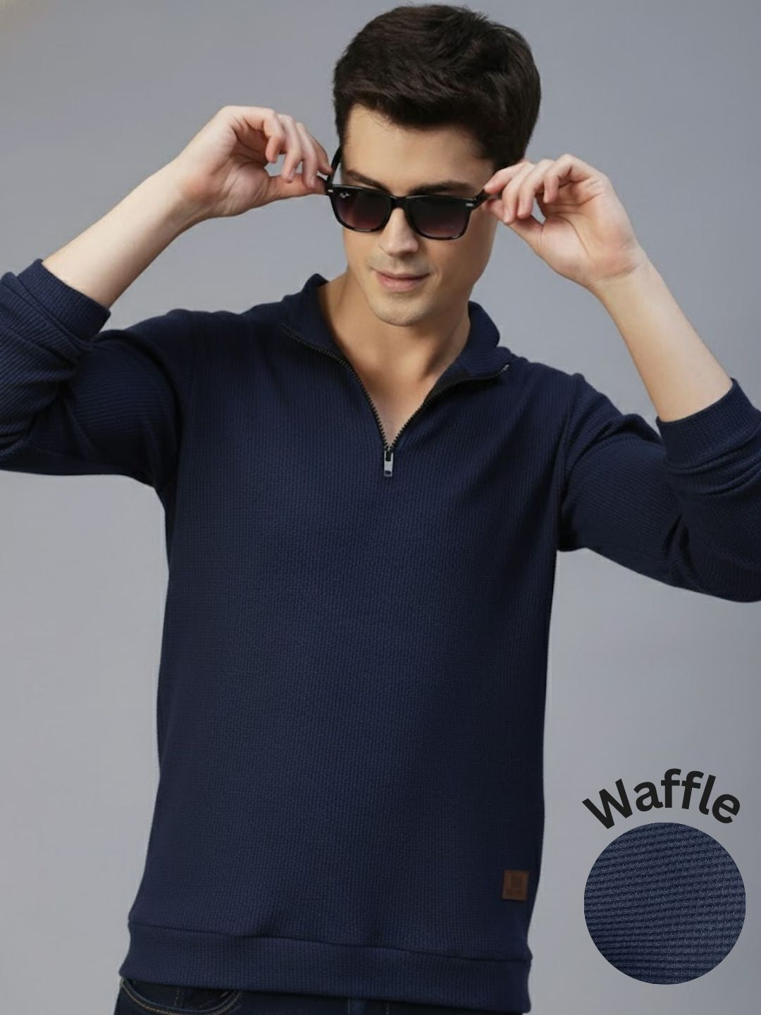 Men Navy Polo Neck T-Shirt