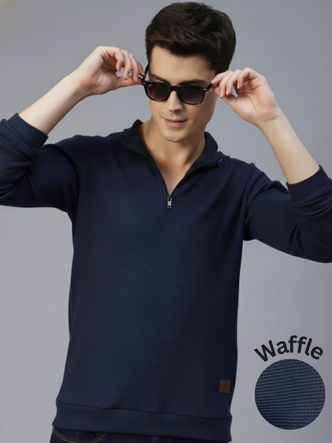 Men Navy Polo Neck T-Shirt
