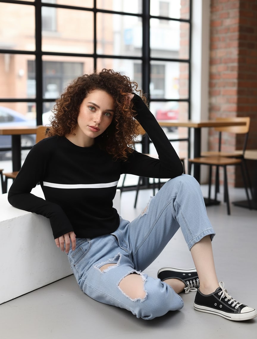 Women Black Colorblocked Crop Top