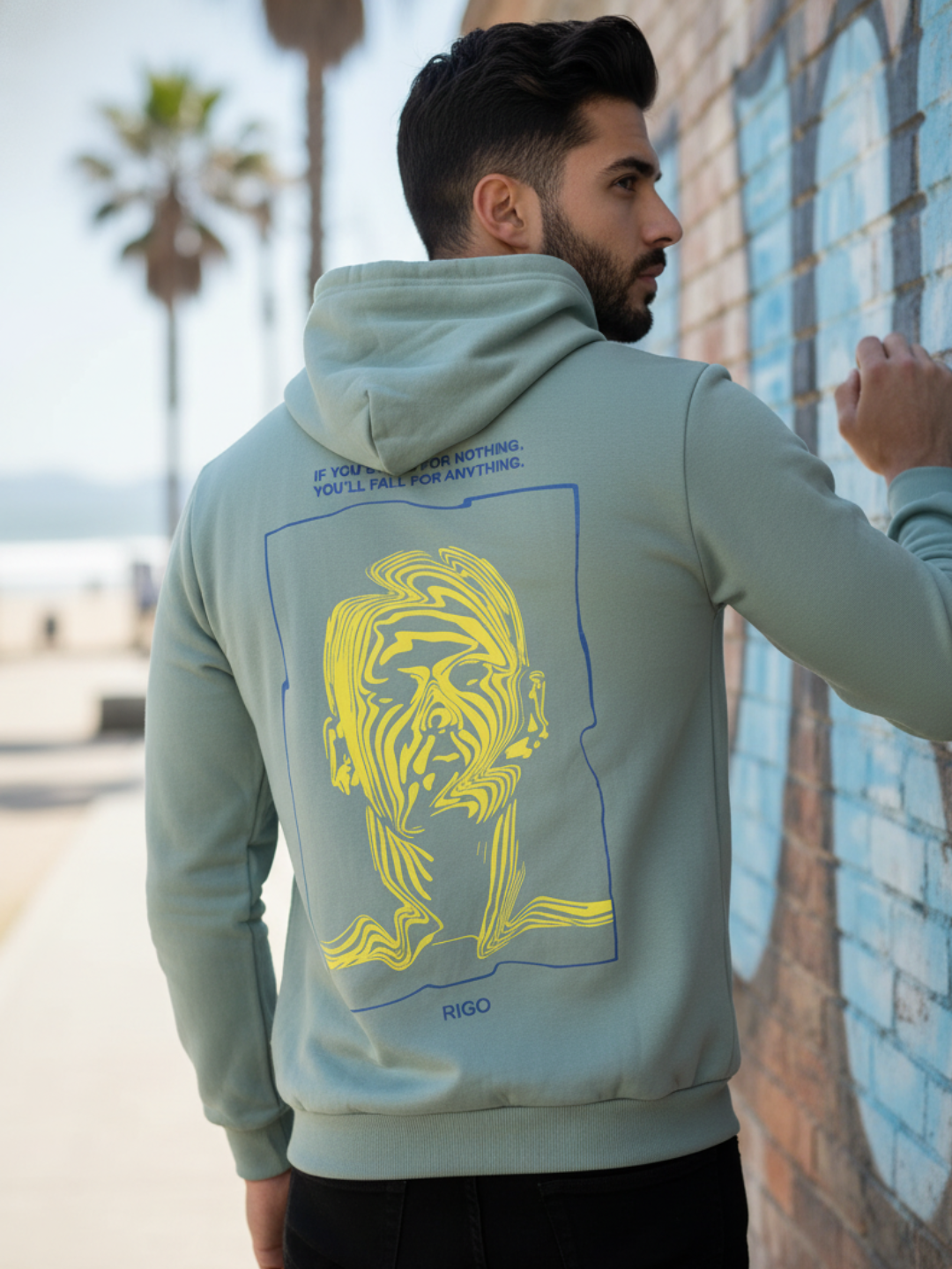 Men Green Printed Oversized Sweatshirt