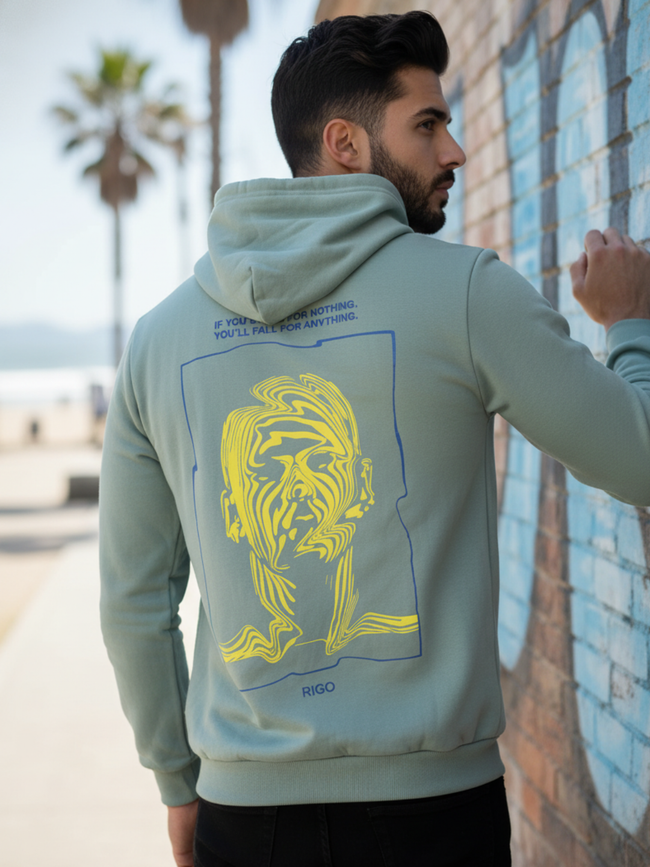 Men Green Printed Oversized Sweatshirt