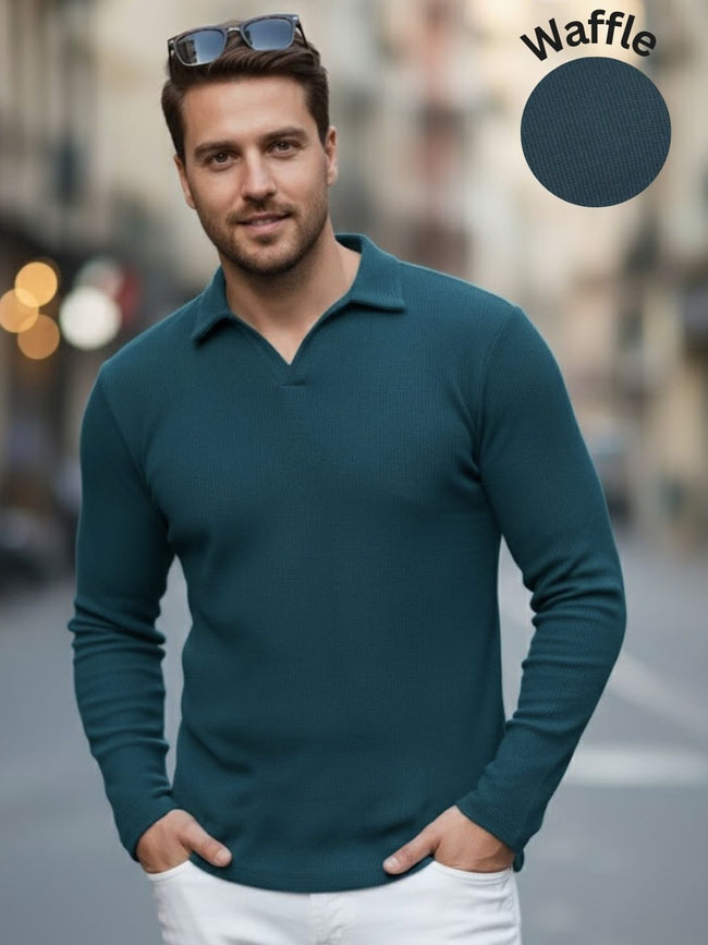 Men Teal Waffle T-shirt