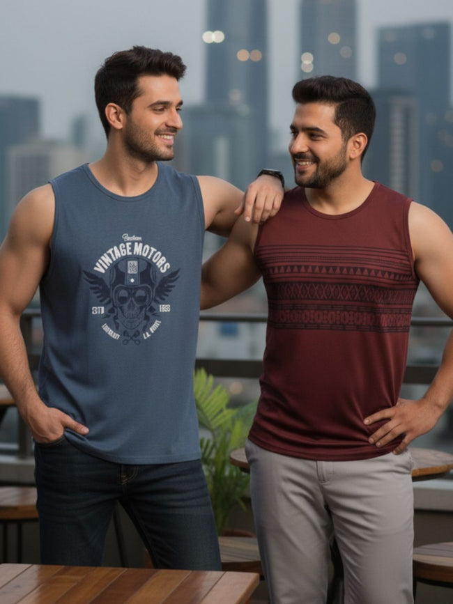 Men Multi Vest T-Shirt Pack of 2