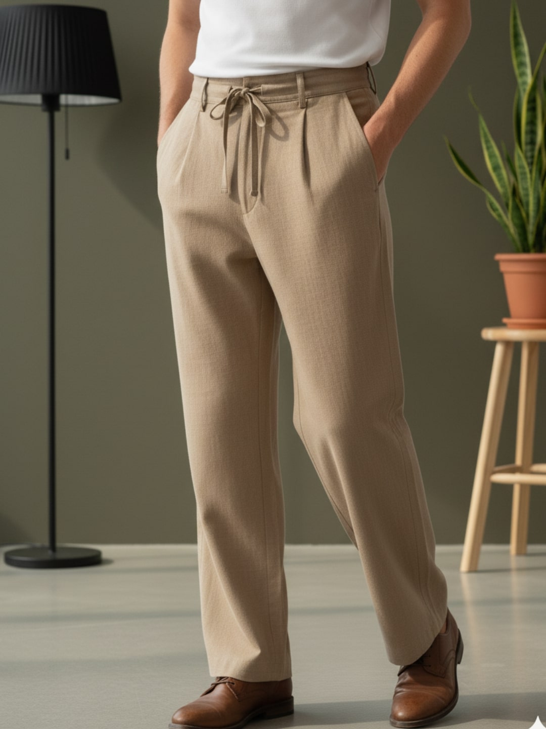 Men Khaki Korean Pant