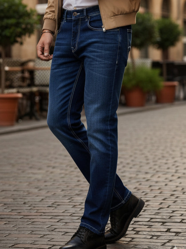 Men Navy Straight Fit Jeans
