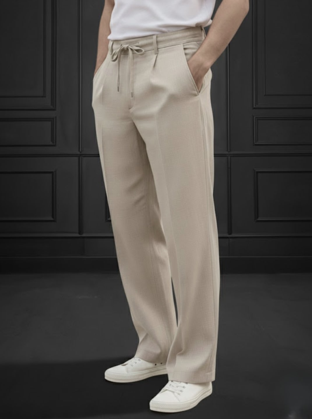 Men Beige Korean Pant