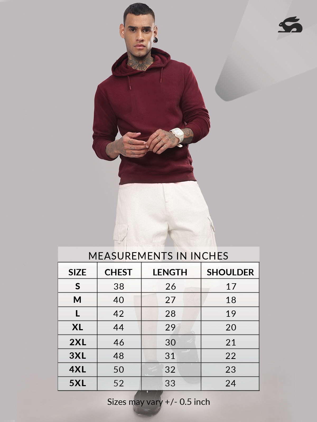 Men Maroon Cotton Fleece Hoodie