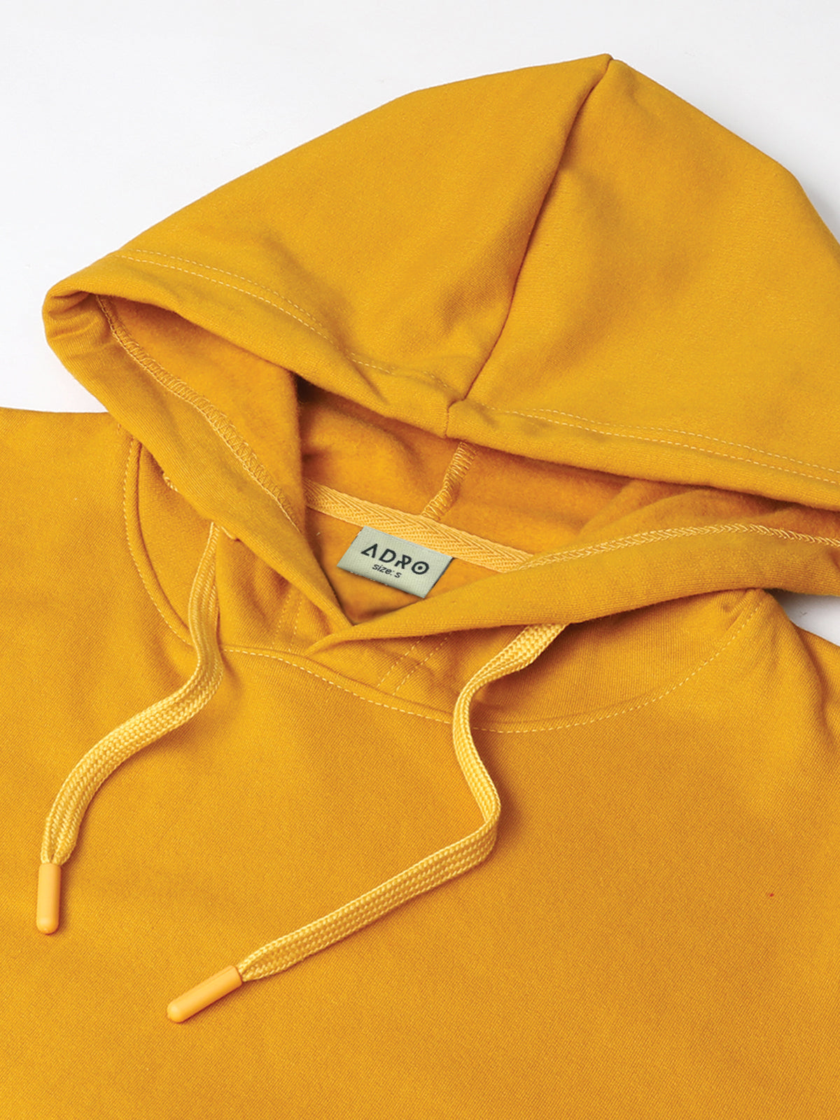 Men Mustard Cotton Fleece Printed Hoodie