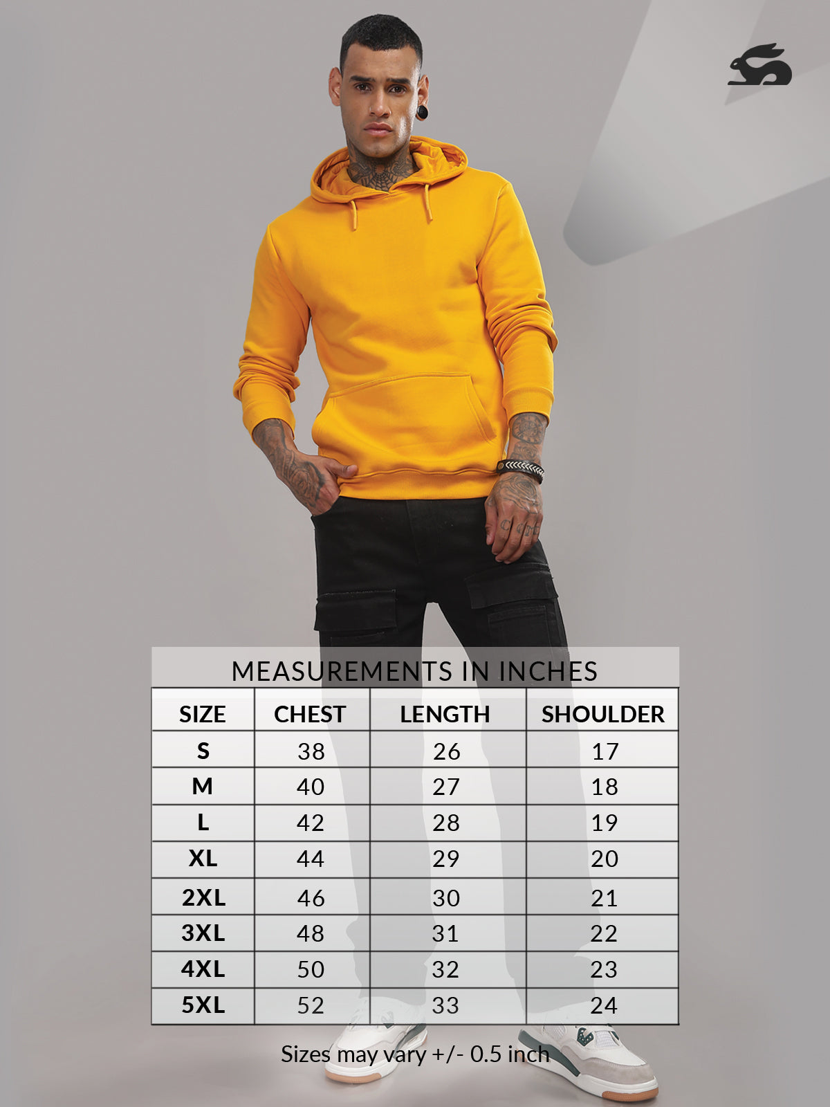 Men Mustard Cotton Fleece Hoodie