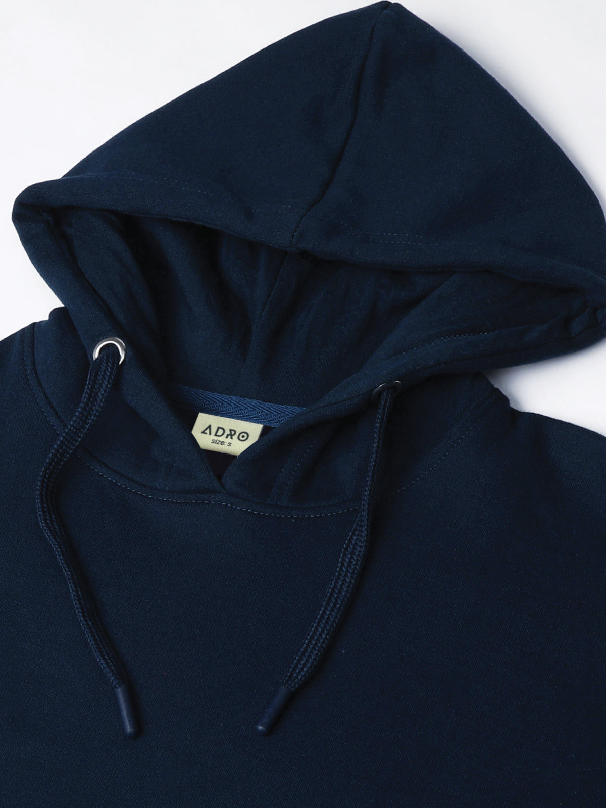 Men Navy Cotton Fleece Printed Hoodie