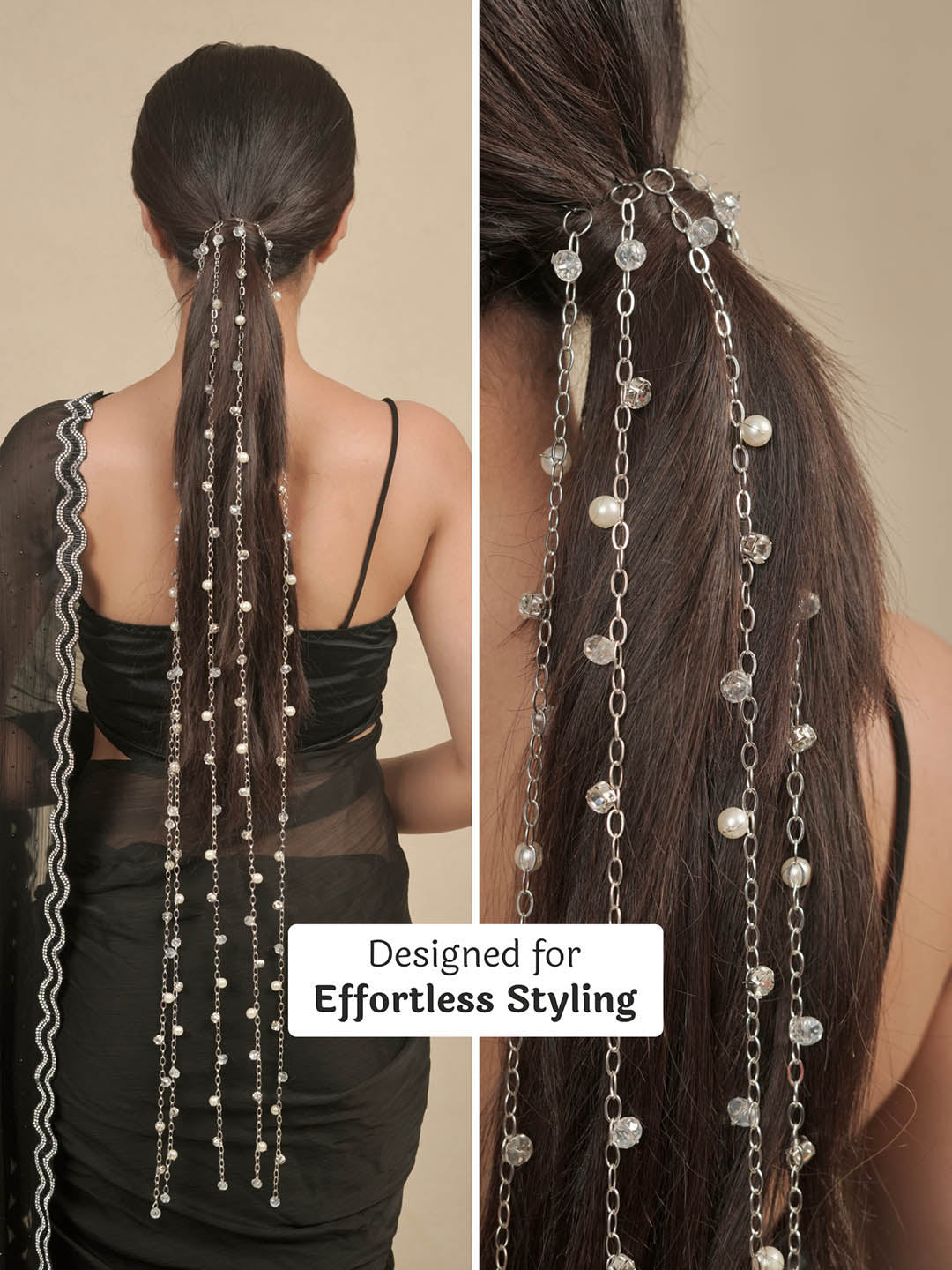 Silver Sitara Crystal & Pearl Tassels - Parandi