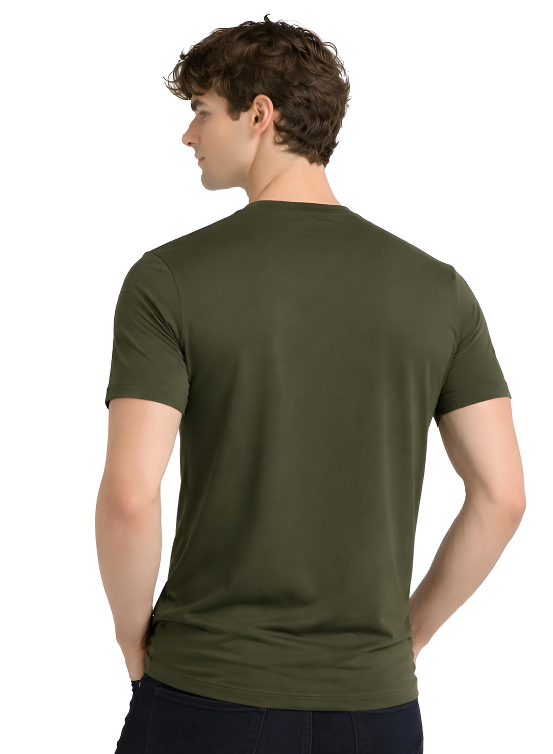 Men Olive Cotton Printed  T-Shirt