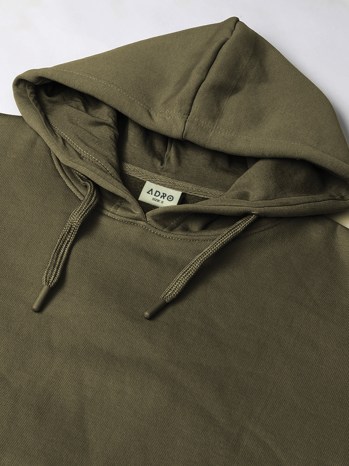 Men Olive Cotton Fleece Hoodie