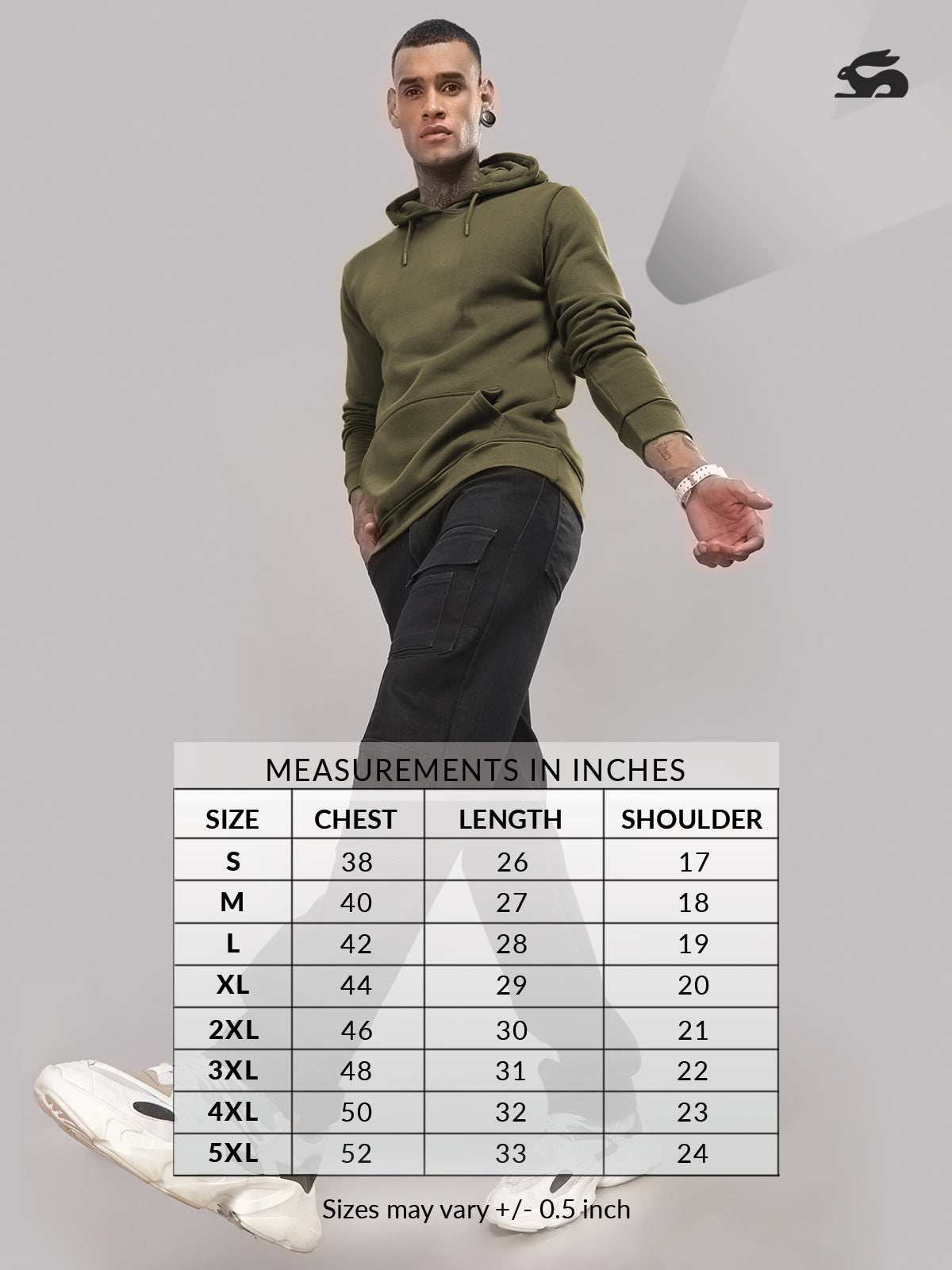 Men Olive Cotton Fleece Hoodie
