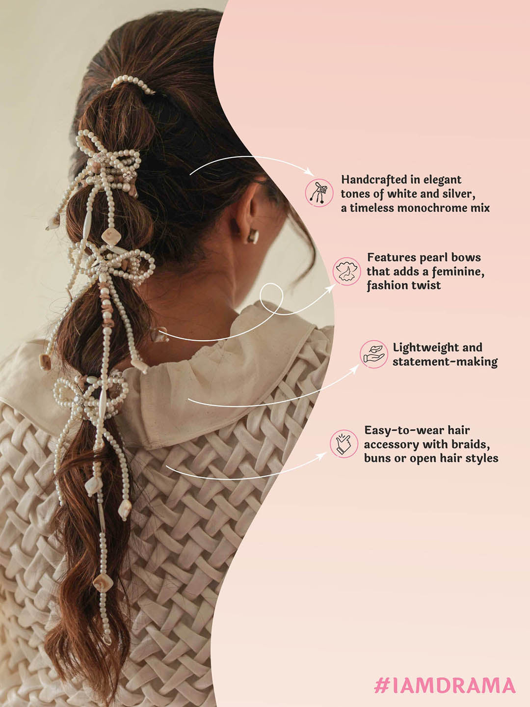 White Diva Drapes Crystal & Pearl Tassels - Parandi