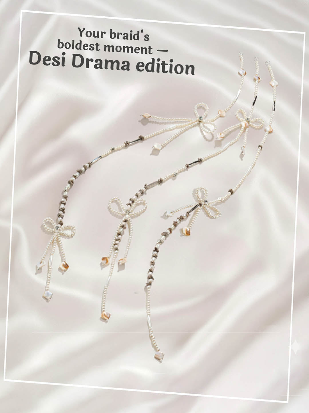 White Diva Drapes Crystal & Pearl Tassels - Parandi