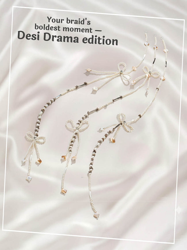 White Diva Drapes Crystal & Pearl Tassels - Parandi