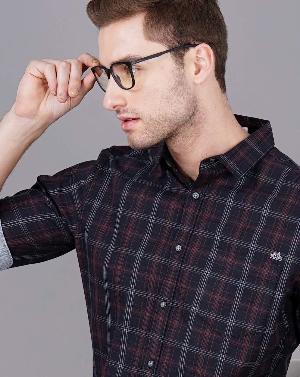 Men Black Cotton Slim Shirt