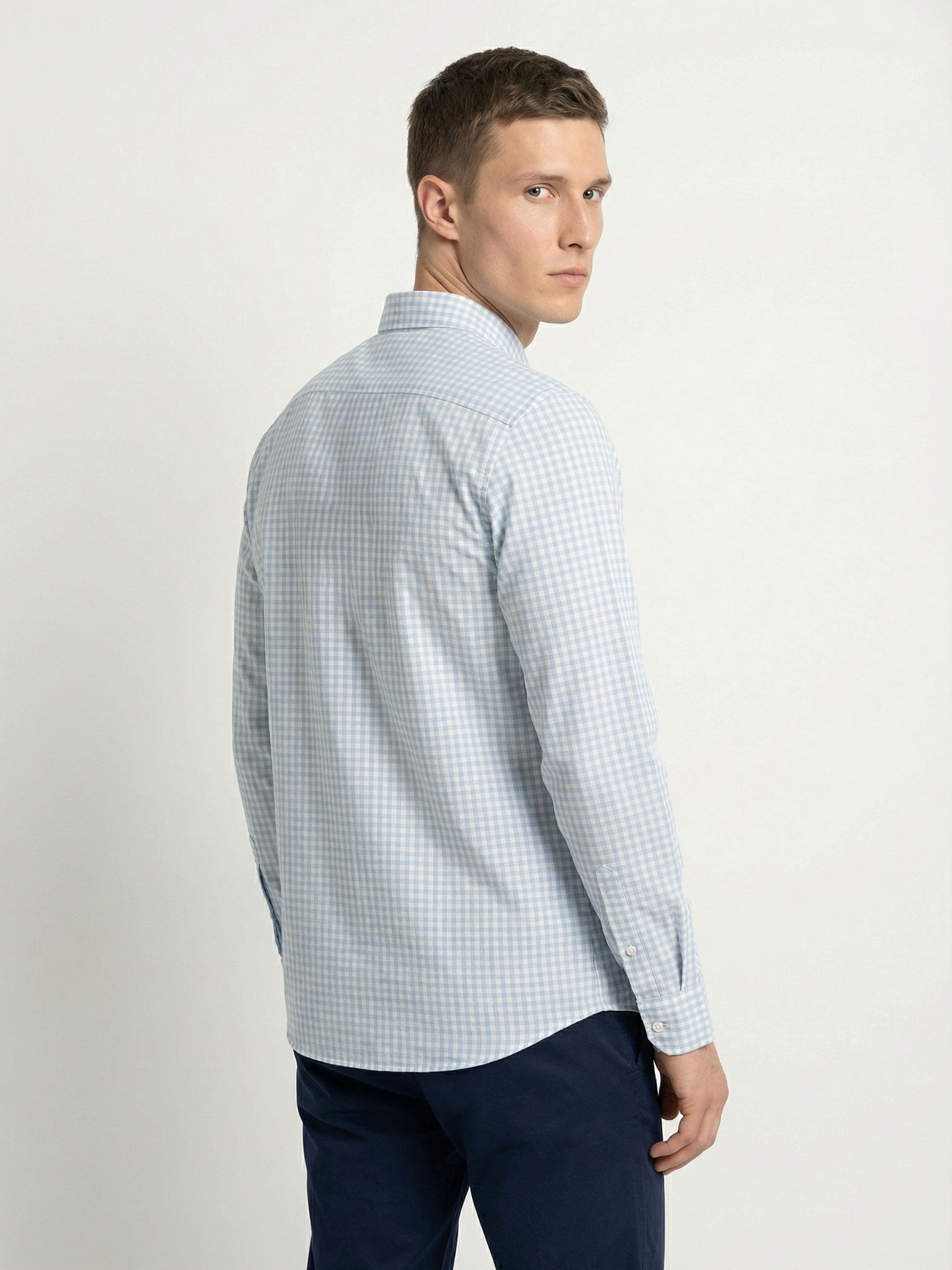 Men Blue Cotton Checked Shirt