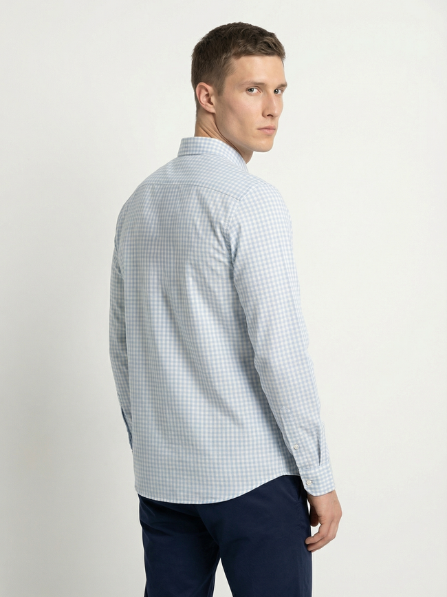 Men Blue Cotton Checked Shirt