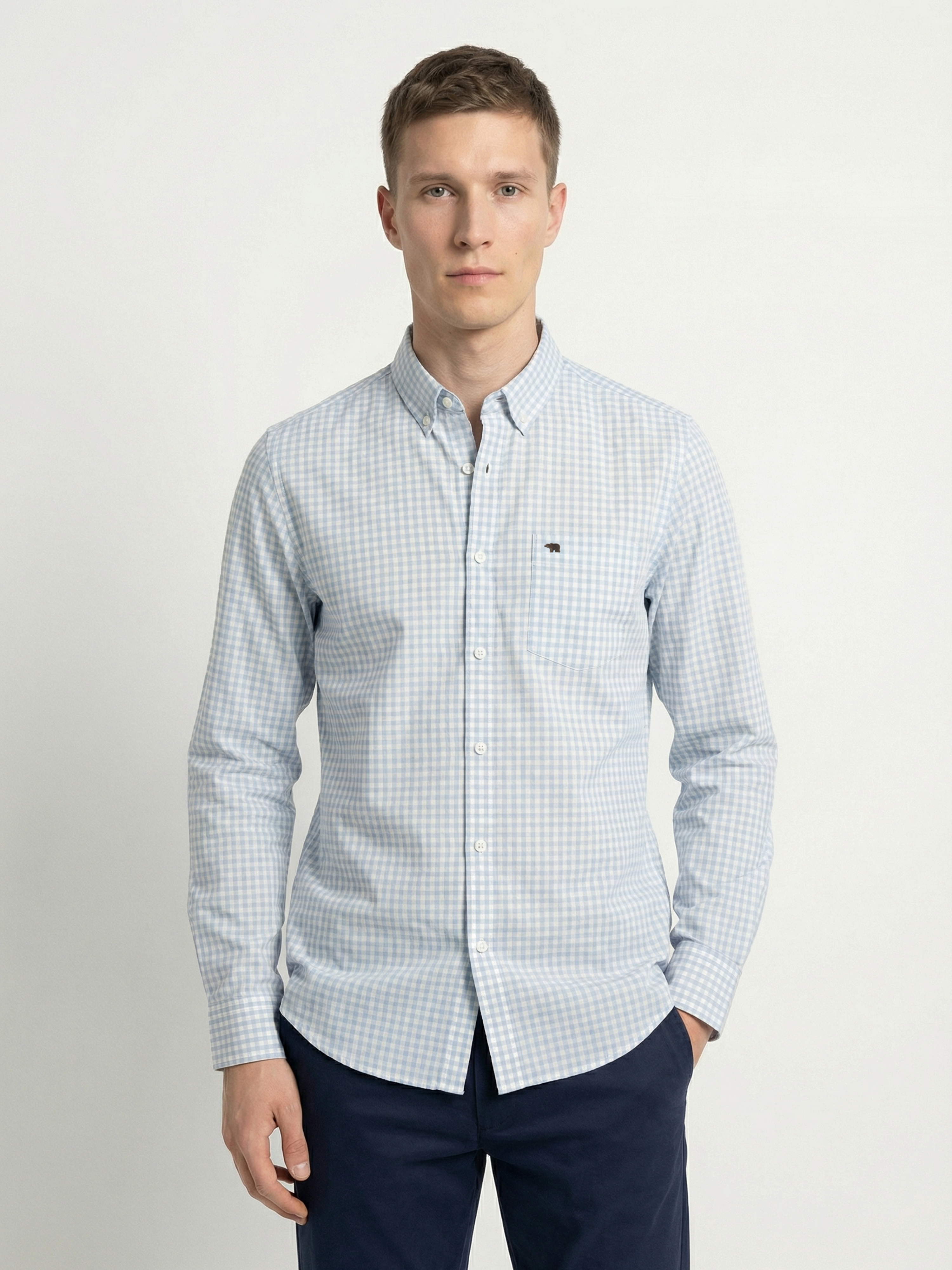 Men Blue Cotton Checked Shirt