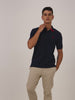Men Navy Blue Regular Fit Polo T-Shirt