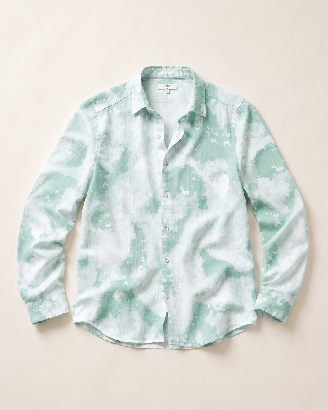 Men Green Watercolor Print Shirt