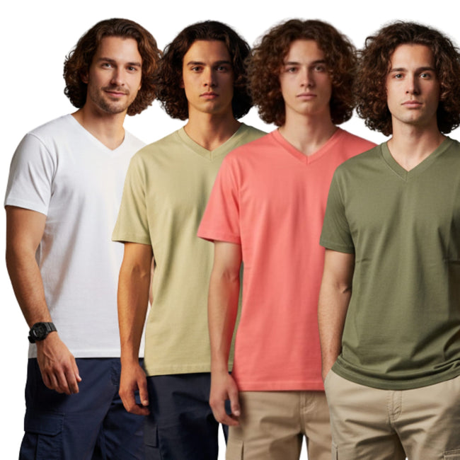Men Cotton V-Neck T-Shirt Pack of 4