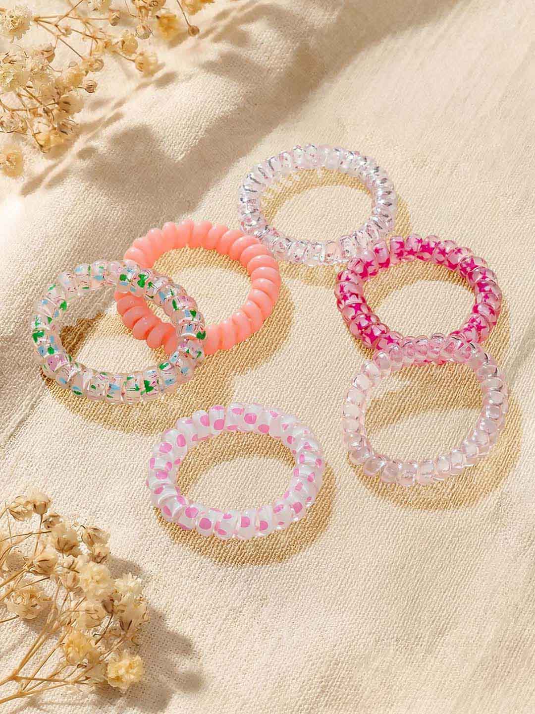 Peach Tangle-Free Spiral Hair Ties Set of 6
