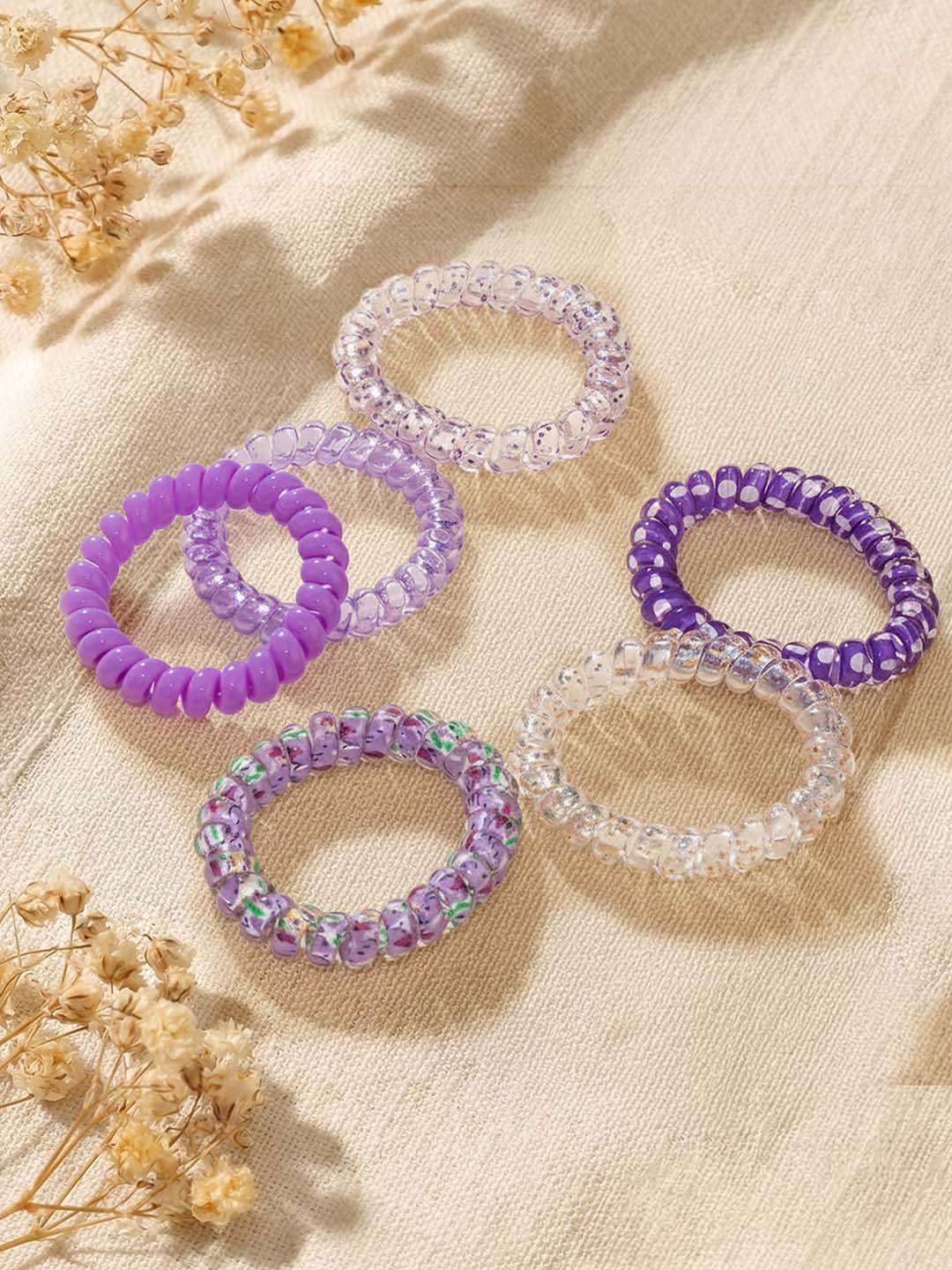 Purple Tangle-Free Spiral Hair Coils Set of 6