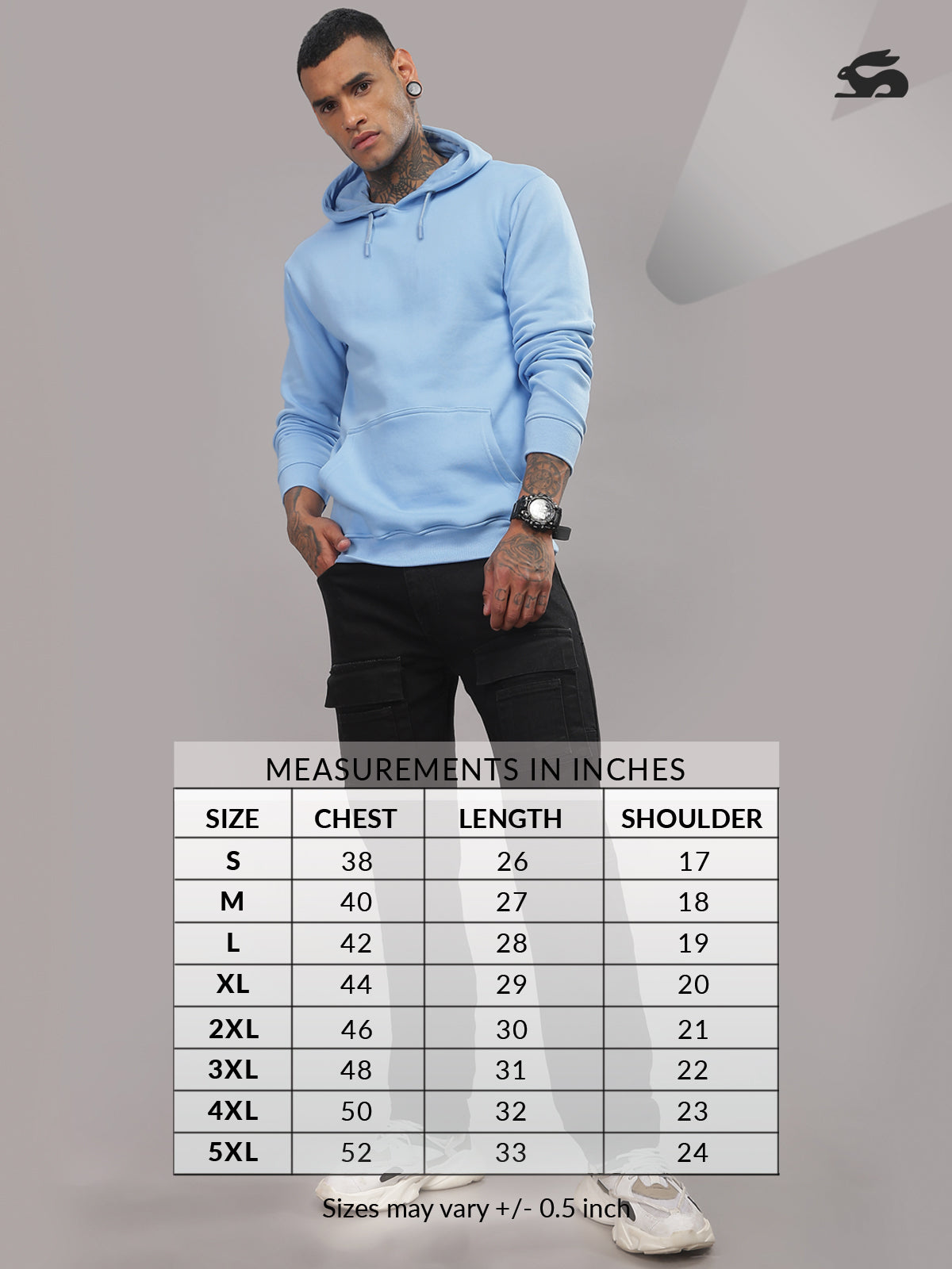 Men Blue Cotton Fleece Hoodie