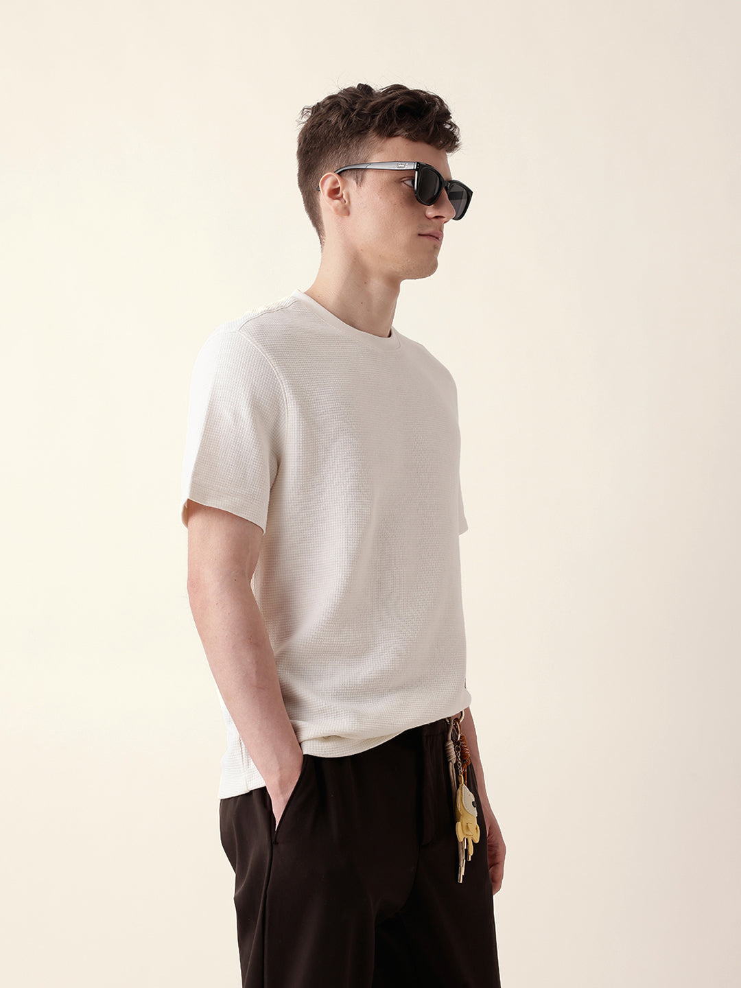 Men White Half Sleeve Regular T-Shirt